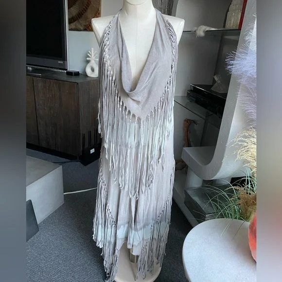 Vintage All Saints Navajo Tie Dye Fringe Western Dress hippie boho free people - Picture 1 of 8